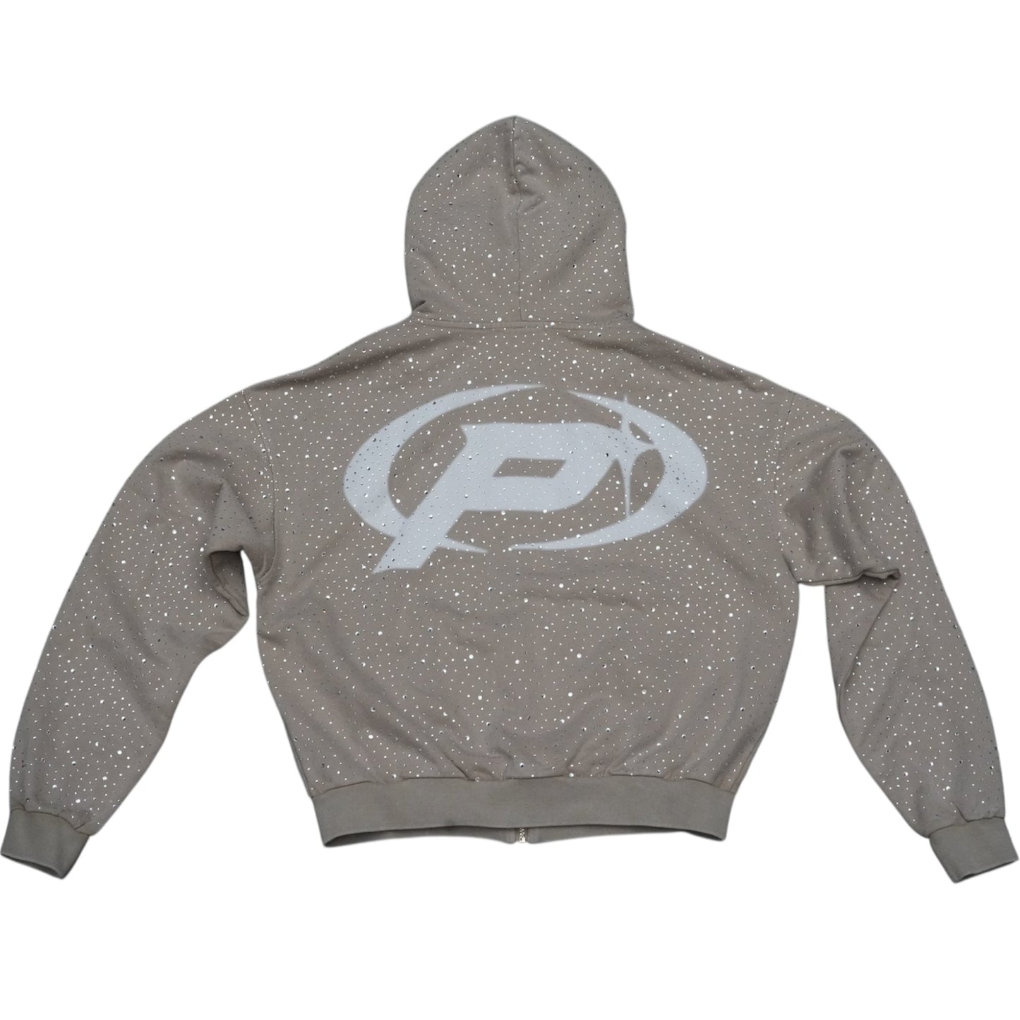 Prestige Co. Diamond Zip Up Hoodie Cream