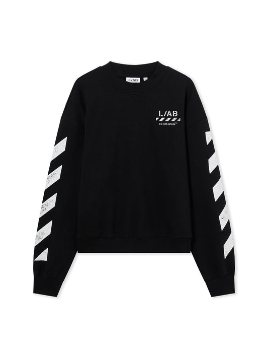 L/AB Off White Diag Crew Neck Black