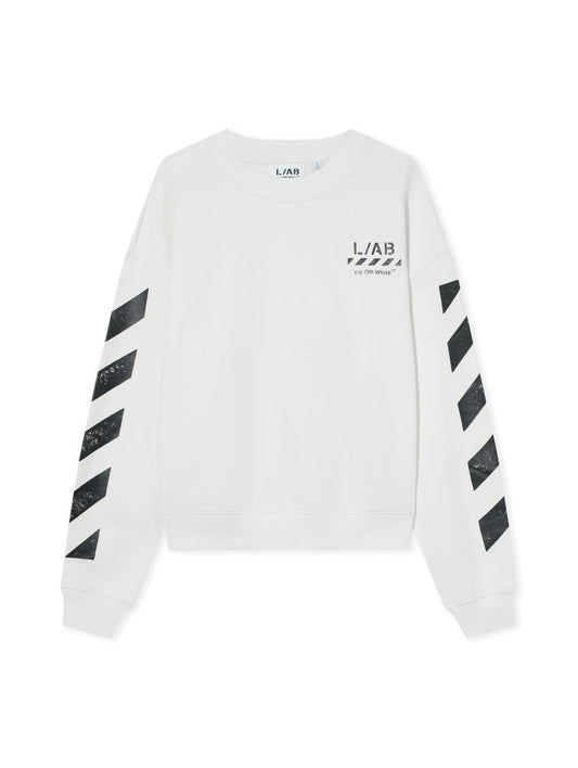 L/AB Off White Diag Crew Neck White