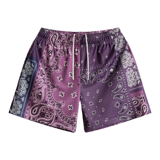 Bravest Studios Patchwork Paisley Shorts Purple