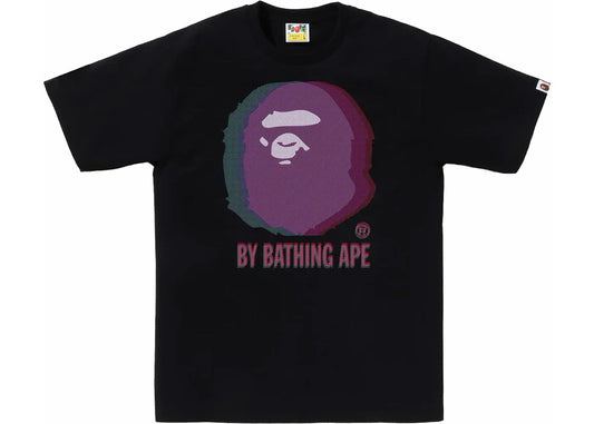 BAPE College Tee Black Glitch Art