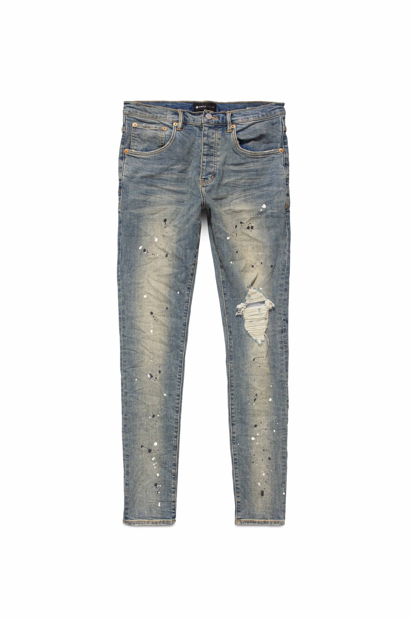 Purple Brand Mid Indigo Destroy Paint Jeans