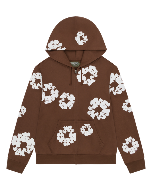 Denim Tears Cotton Wreath Zip Hoodie Brown