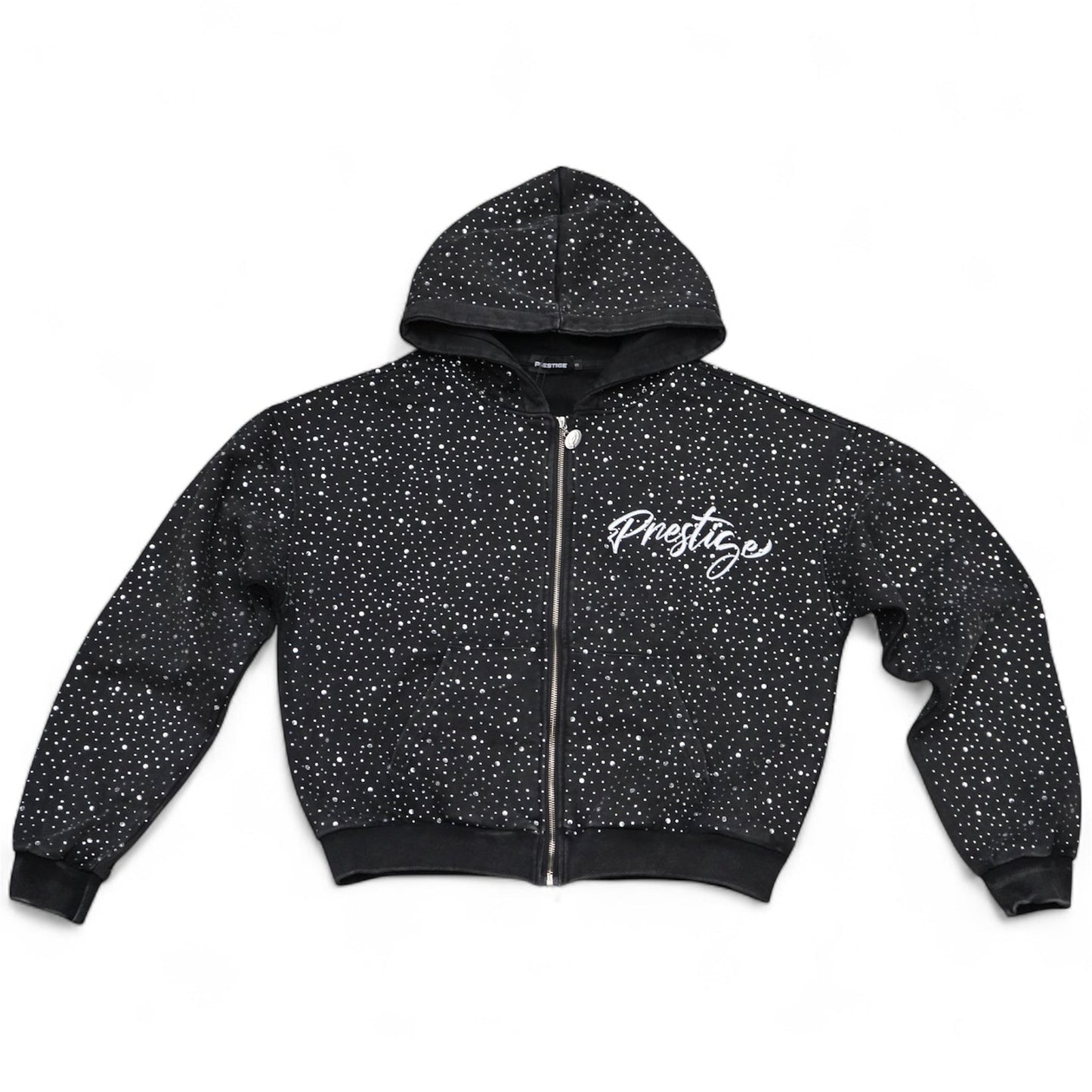 Prestige Co. Diamond Zip Up Hoodie Black