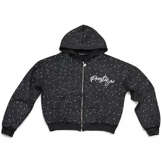 Prestige Co. Diamond Zip Up Hoodie Black