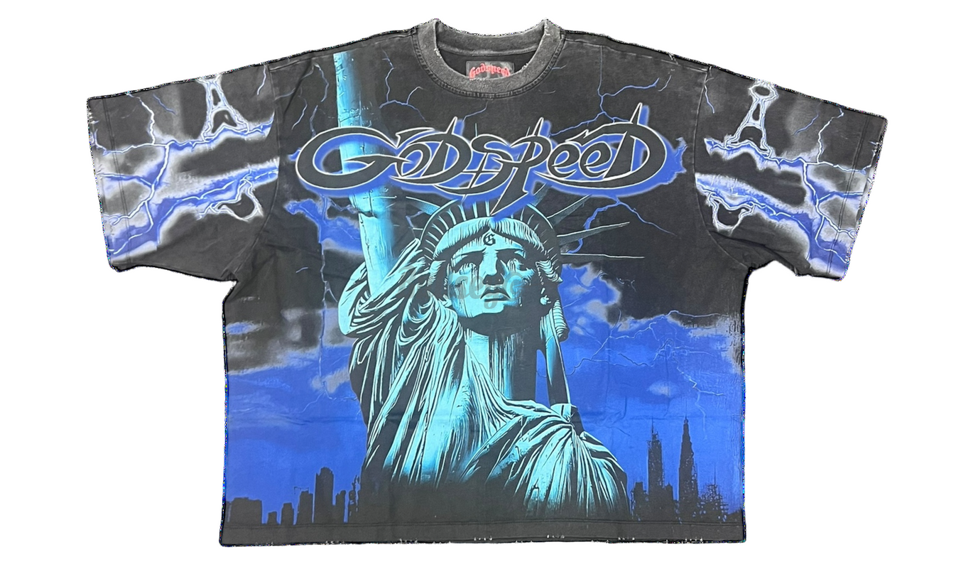 Godspeed Voltage Statue Of Liberty NYC Tee Black