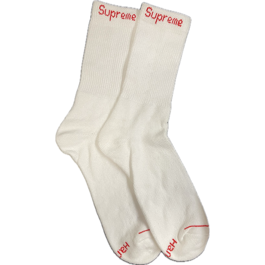 Supreme Hanes Crew Socks White