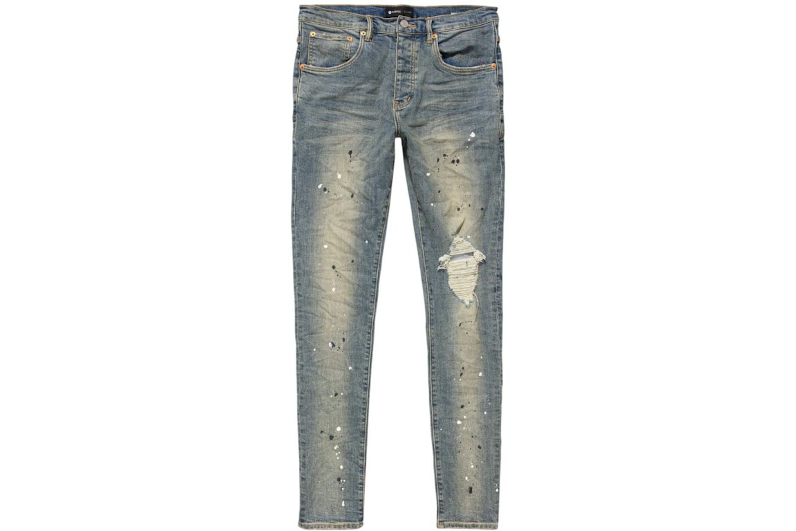 Purple Brand Mid Indigo Destroy Paint Jeans