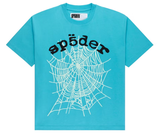 Sp5der OG Web V2 Tee Cyan