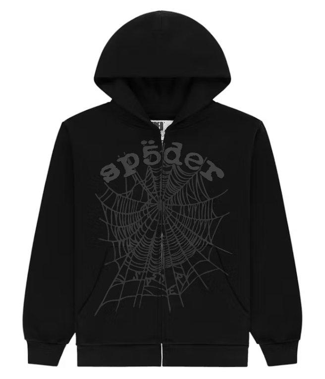 Sp5der OG Web V2 Phantom Zip Up Hoodie Black