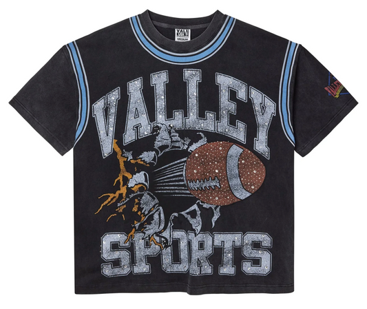 VALE Classic Blue Football Bling Tee Black