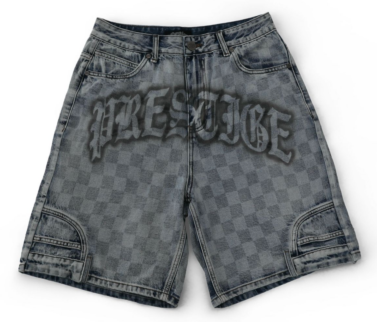 Prestige Co. Checkerboard Denim Shorts