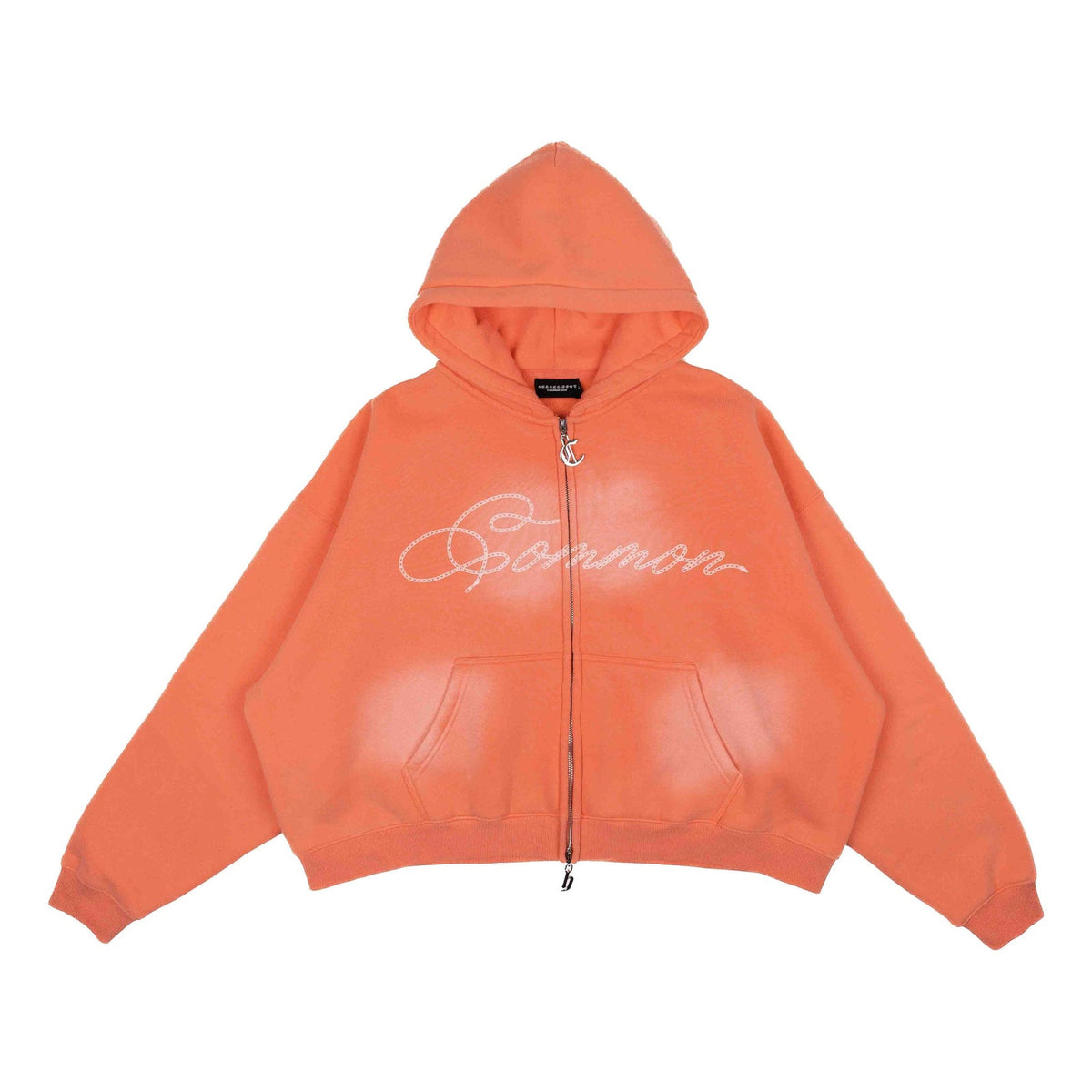 Commons Rhinestone Zip Up Hoodie Salmon