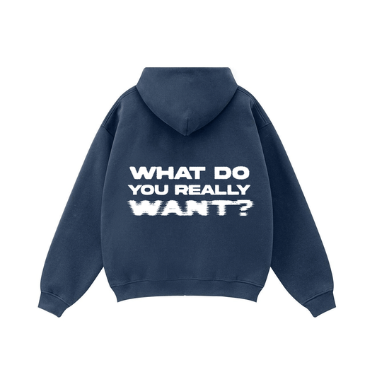 Compliments What Do You Want Navy Zip Up Hoodie