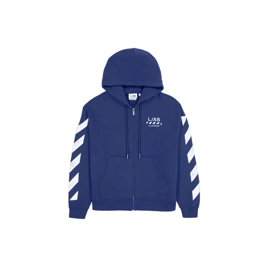 L/AB Off White Diag Zip Up Hoodie Marine